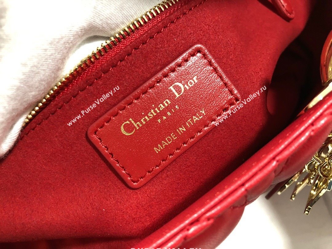 Dior Large Lady Dior Bag in Lambskin Leather M0566 Red/Gold 2024 (XXG-24070311)