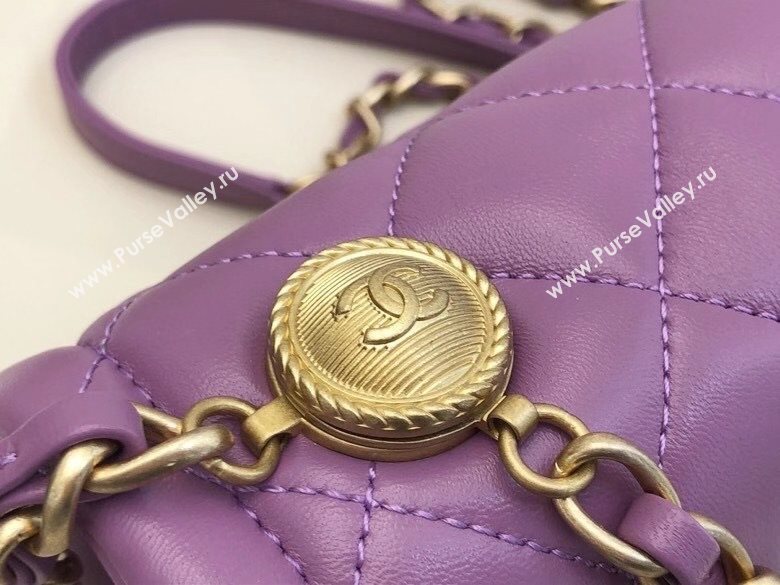 Chanel Quilted Lambskin Large Flap Bag with Metal Button AS2056 Purple 2020 TOP (SMJD-20112322)