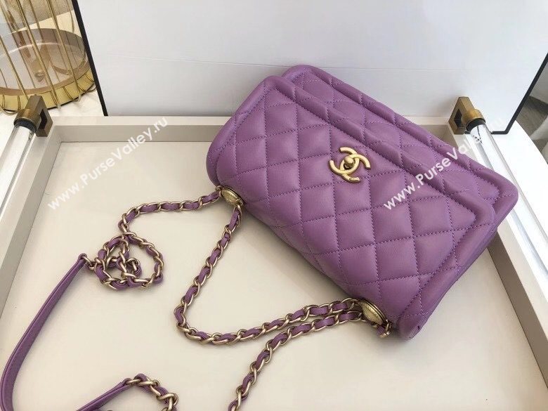 Chanel Quilted Lambskin Large Flap Bag with Metal Button AS2056 Purple 2020 TOP (SMJD-20112322)