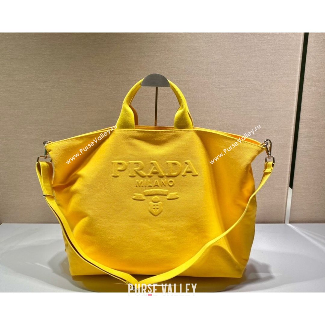 Prada Drill Fabric Tote Bag 2VG081 Sunny Yellow 2021 (YZ-21080433)