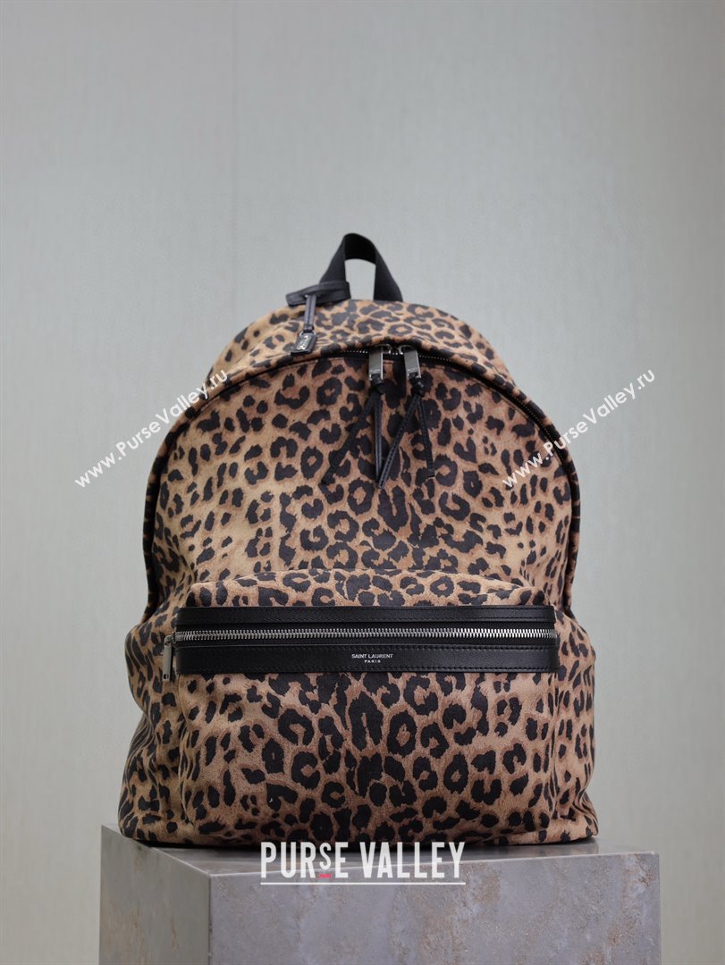 Saint Laurent City Backpack in Leopard Fabric 326865 2025 (MHUI-25022117)