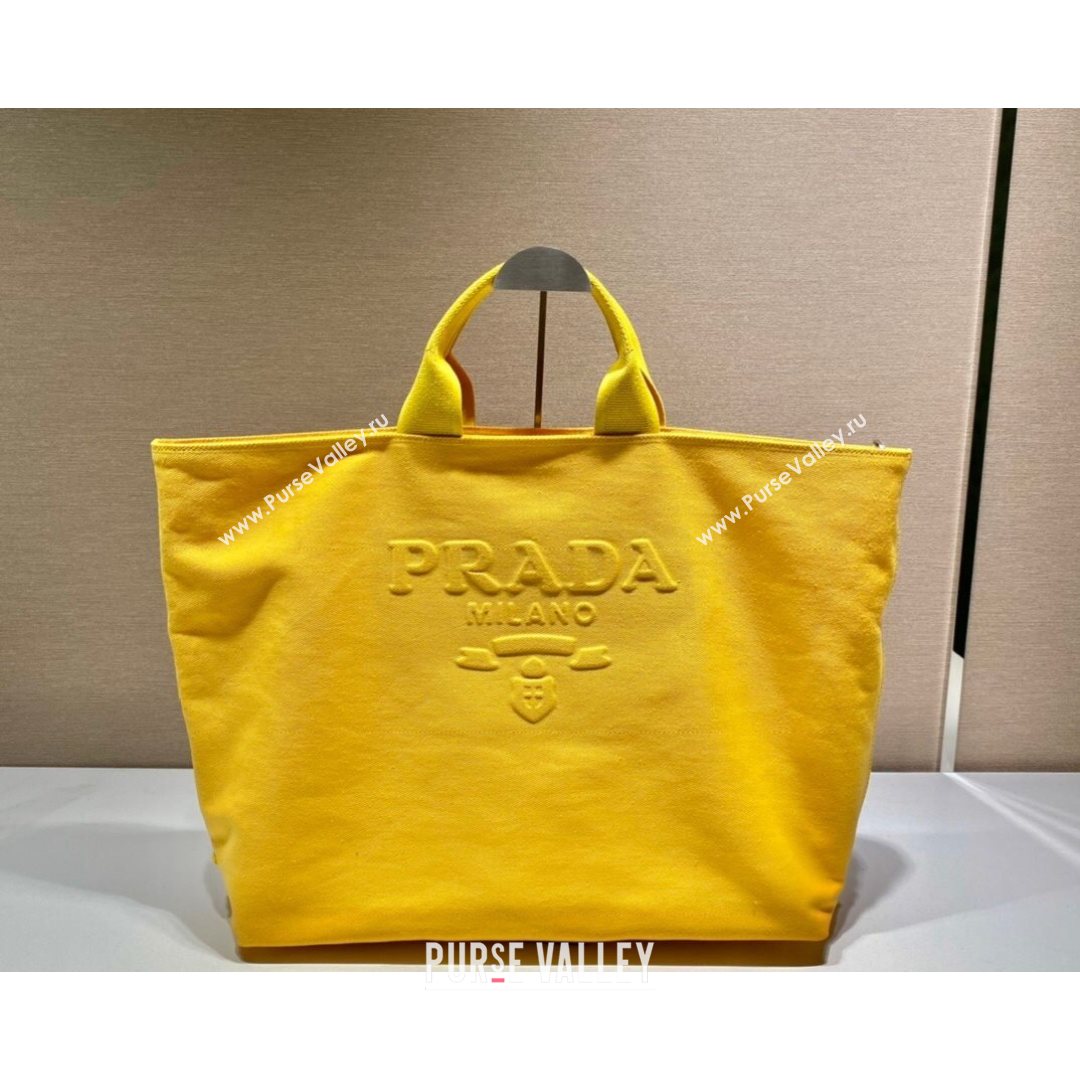 Prada Drill Fabric Tote Bag 2VG081 Sunny Yellow 2021 (YZ-21080433)