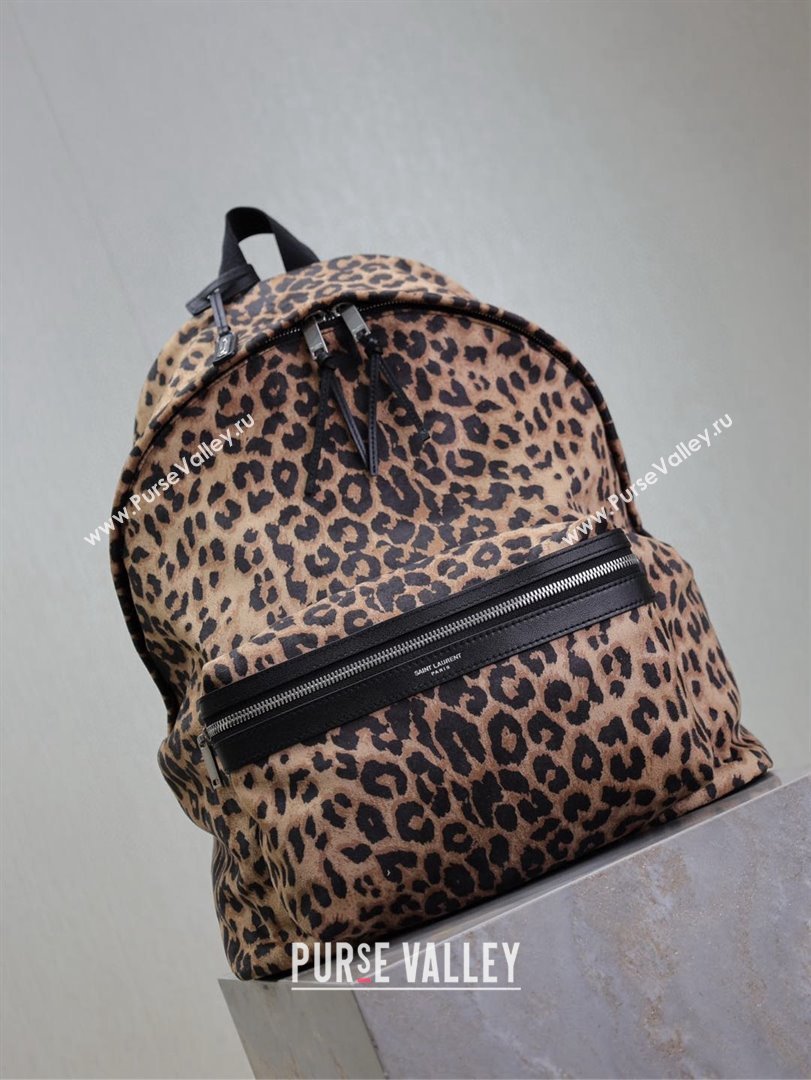 Saint Laurent City Backpack in Leopard Fabric 326865 2025 (MHUI-25022117)