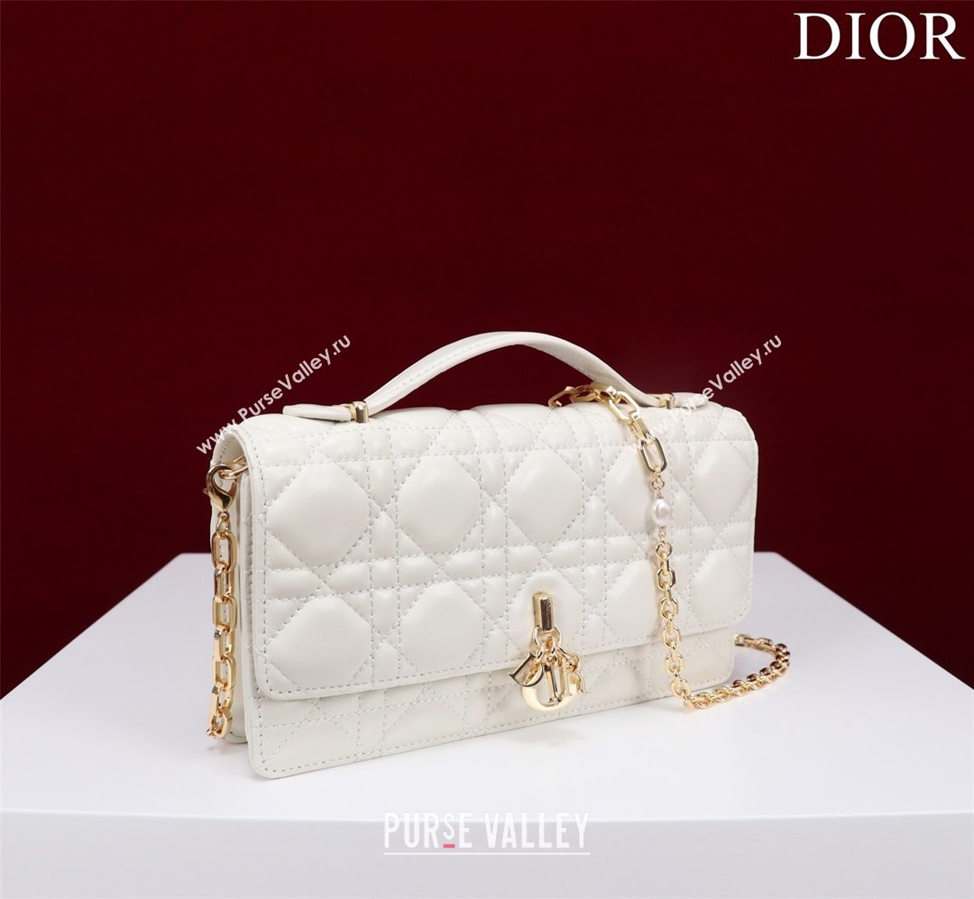 Dior My Dior Mini Bag in Black Cannage Lambskin 0980 White 2024 (DMZ-24050710)