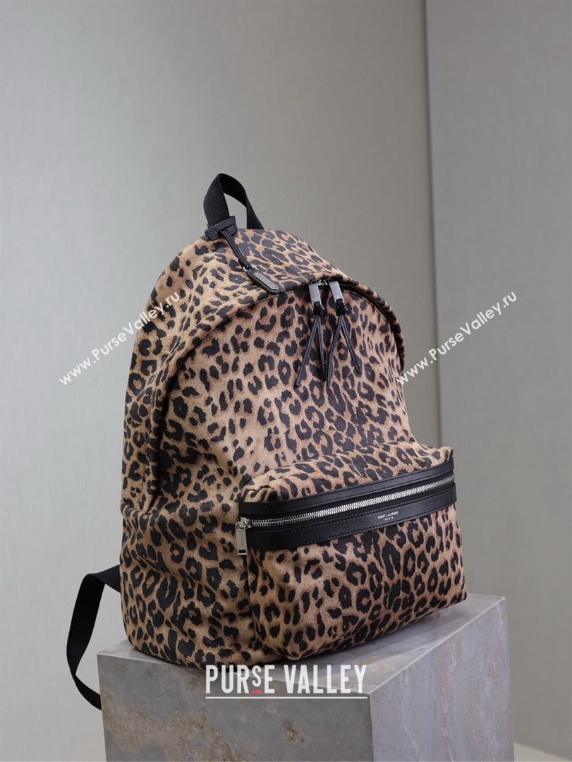 Saint Laurent City Backpack in Leopard Fabric 326865 2025 (MHUI-25022117)