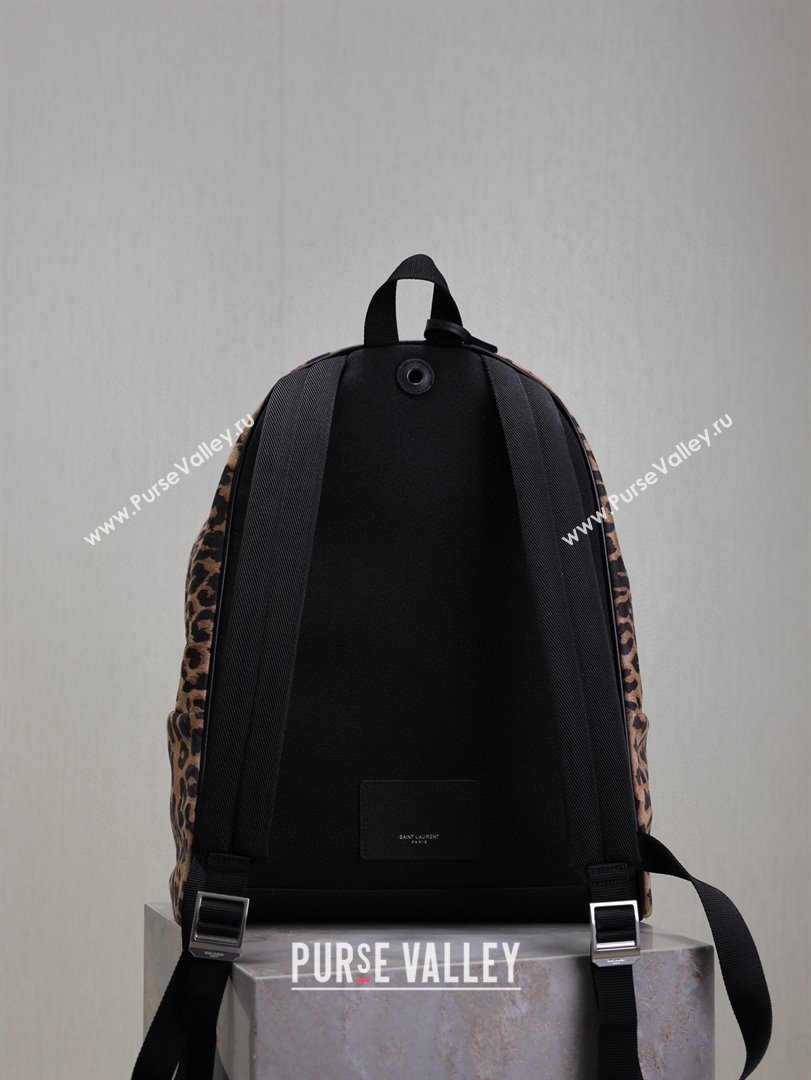 Saint Laurent City Backpack in Leopard Fabric 326865 2025 (MHUI-25022117)