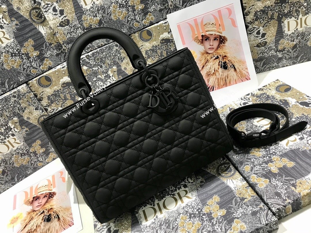 Dior Large Lady Dior Bag in Calfskin Leather M0566 Black 2024 (XXG-24070313)