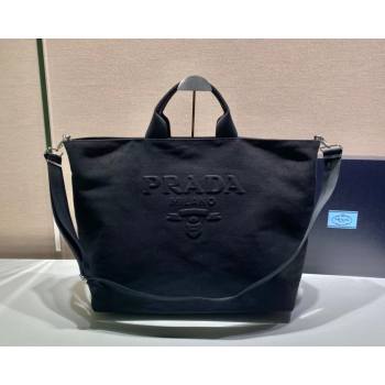 Prada Drill Fabric Tote Bag 2VG081 Black 2021 (YZ-21080434)