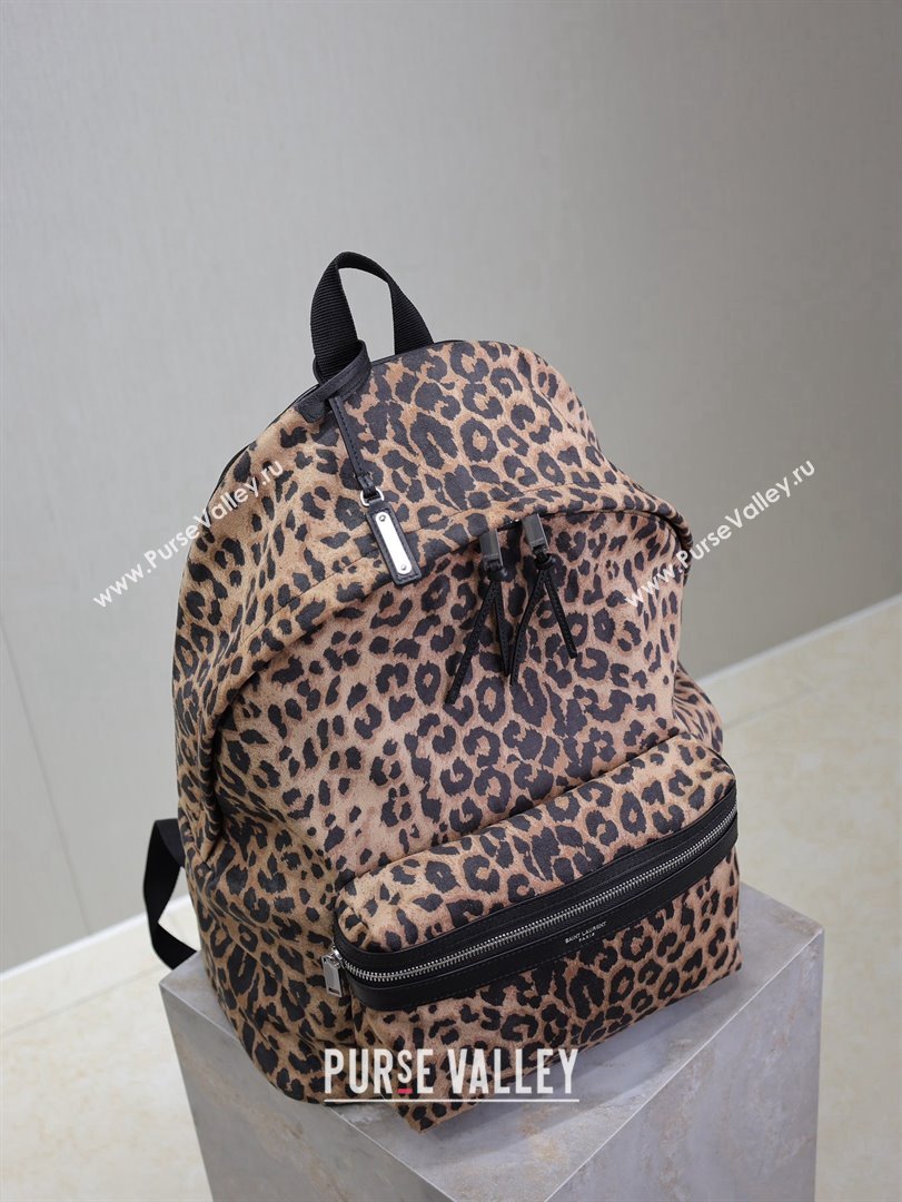 Saint Laurent City Backpack in Leopard Fabric 326865 2025 (MHUI-25022117)