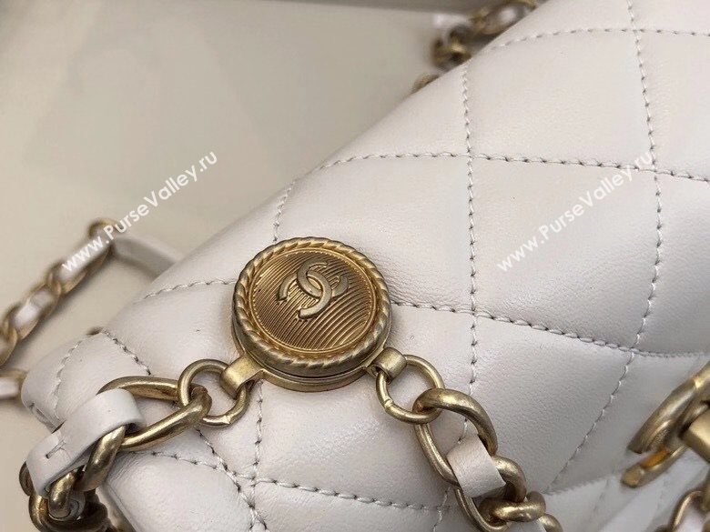 Chanel Quilted Lambskin Small Flap Bag with Metal Button AS2054 White 2020 TOP (SMJD-20112311)