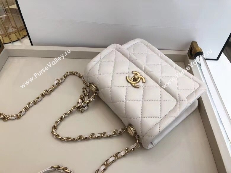 Chanel Quilted Lambskin Small Flap Bag with Metal Button AS2054 White 2020 TOP (SMJD-20112311)