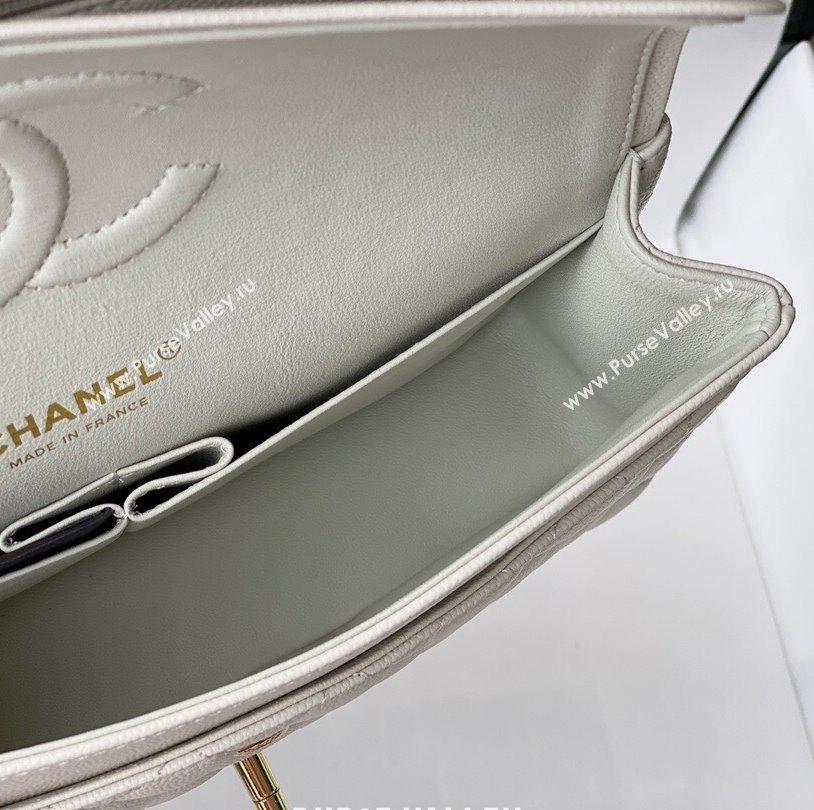 Chanel Quilted Grained Calfskin Medium Classic Flap Bag A01112 White/Gold 2021 (SM-210929058)