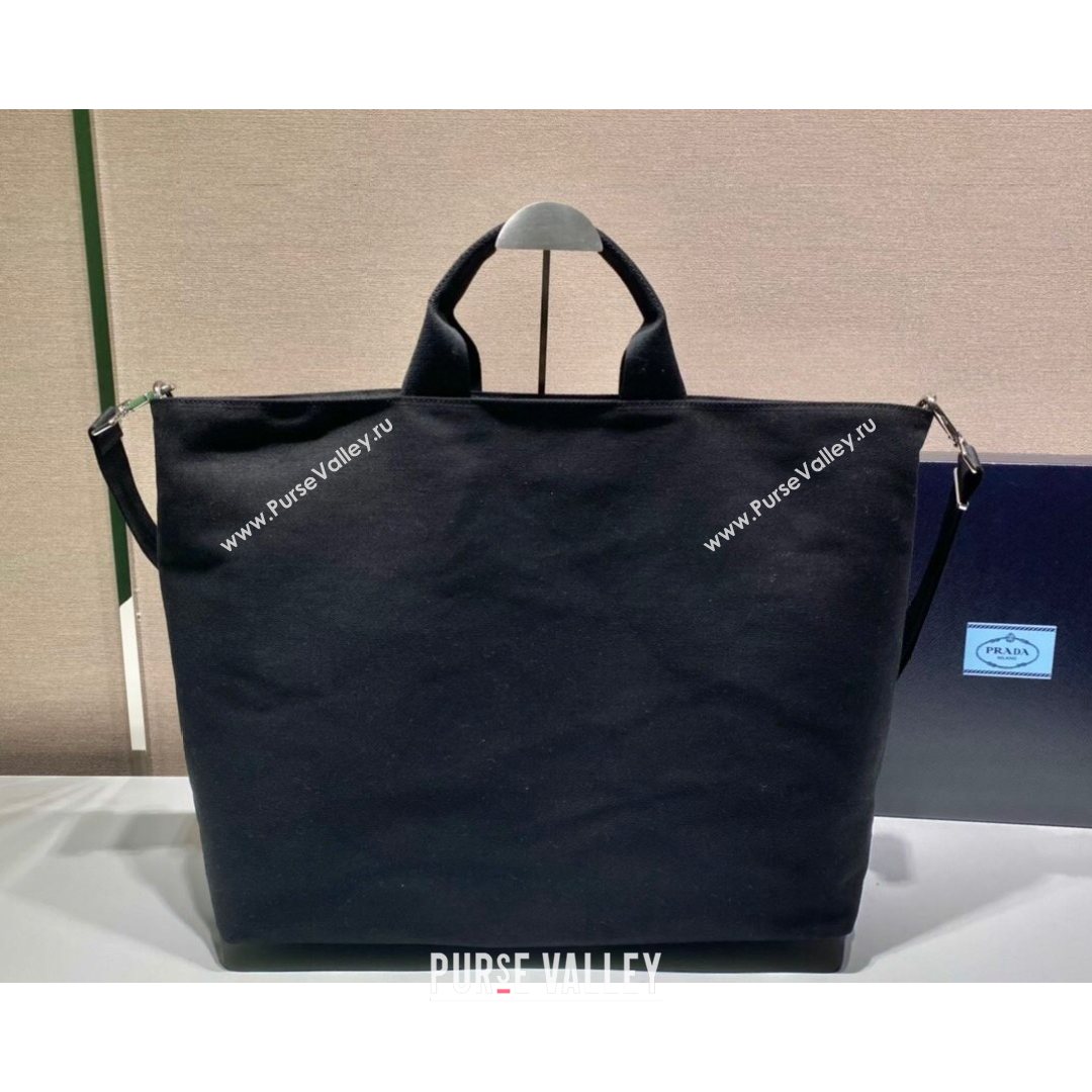 Prada Drill Fabric Tote Bag 2VG081 Black 2021 (YZ-21080434)