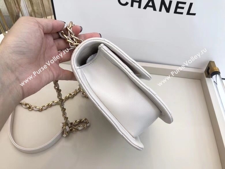Chanel Quilted Lambskin Small Flap Bag with Metal Button AS2054 White 2020 TOP (SMJD-20112311)