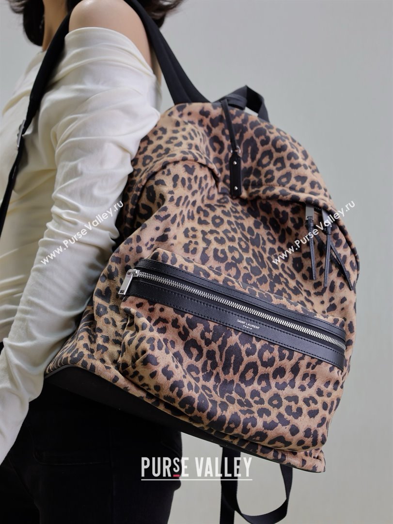 Saint Laurent City Backpack in Leopard Fabric 326865 2025 (MHUI-25022117)