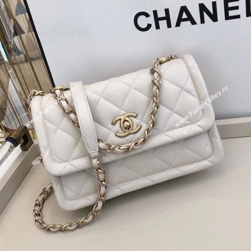 Chanel Quilted Lambskin Medium Flap Bag with Metal Button AS2055 White 2020 TOP (SMJD-20112315)