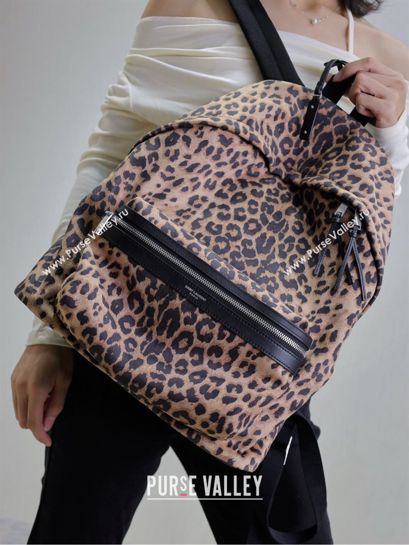 Saint Laurent City Backpack in Leopard Fabric 326865 2025 (MHUI-25022117)