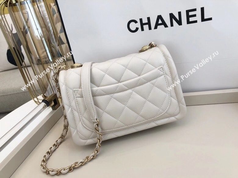 Chanel Quilted Lambskin Medium Flap Bag with Metal Button AS2055 White 2020 TOP (SMJD-20112315)