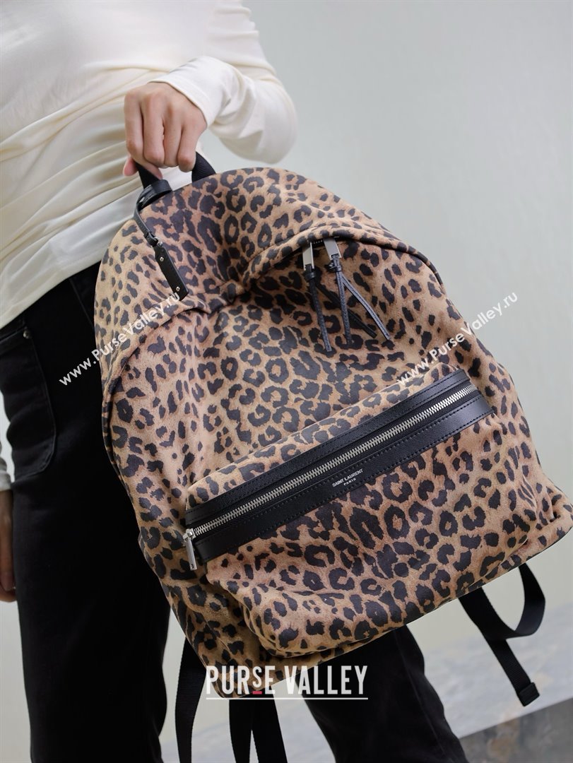 Saint Laurent City Backpack in Leopard Fabric 326865 2025 (MHUI-25022117)