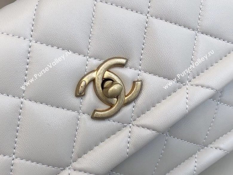 Chanel Quilted Lambskin Medium Flap Bag with Metal Button AS2055 White 2020 TOP (SMJD-20112315)