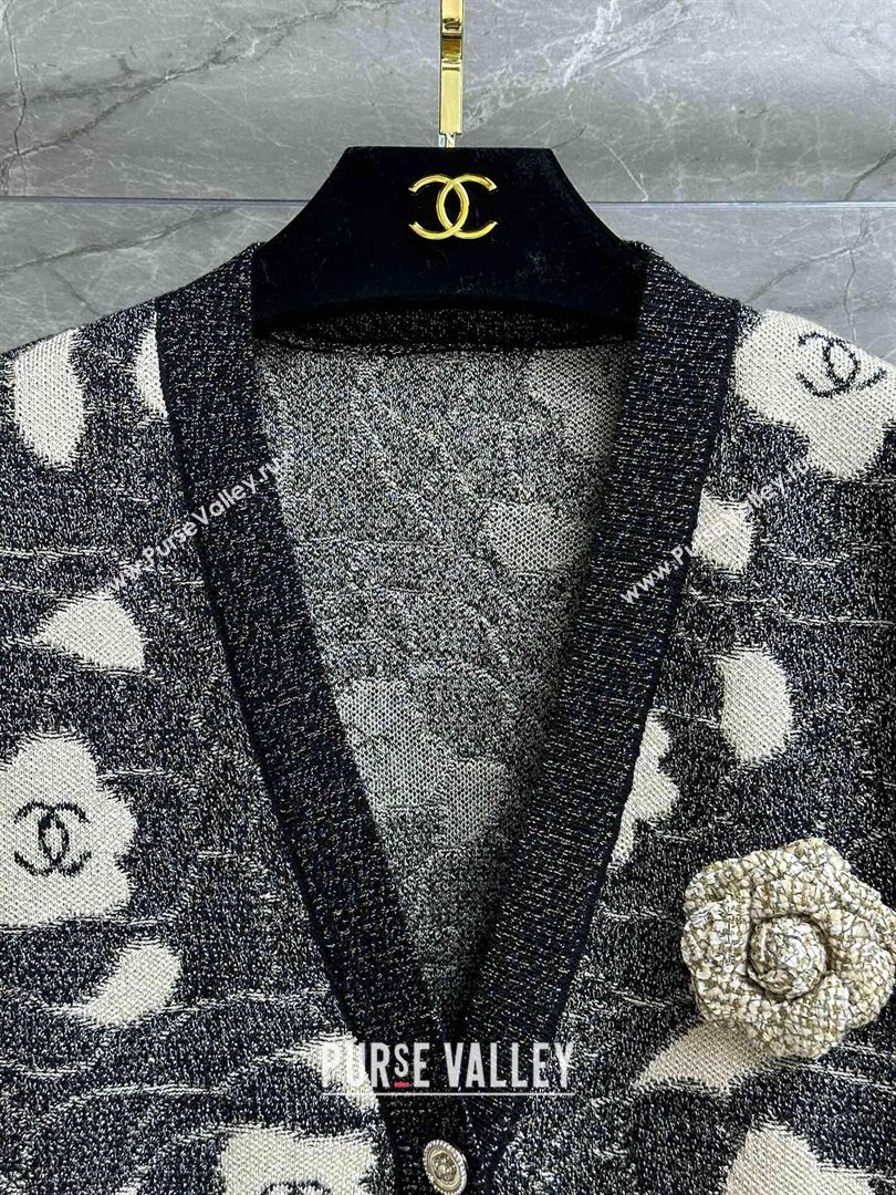 Chanel Camellia Cashmere Cardigan CH102649 Grey 2023 (Q-23102649)