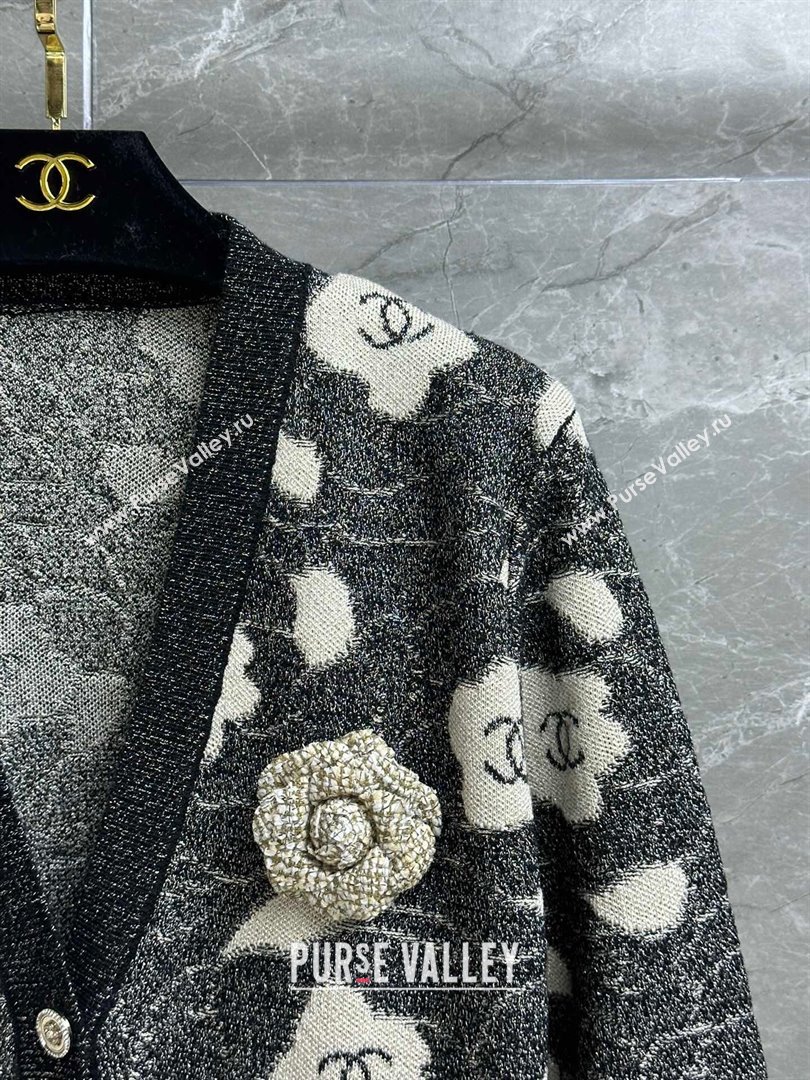 Chanel Camellia Cashmere Cardigan CH102649 Grey 2023 (Q-23102649)