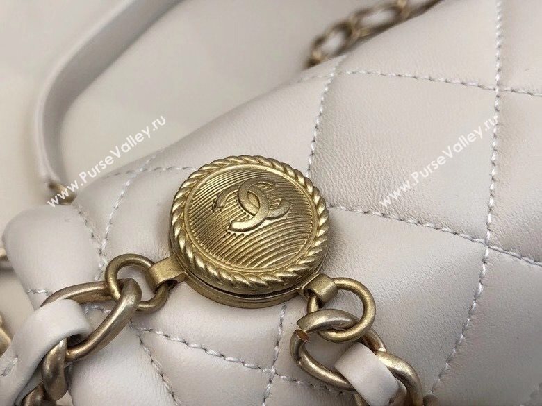 Chanel Quilted Lambskin Medium Flap Bag with Metal Button AS2055 White 2020 TOP (SMJD-20112315)