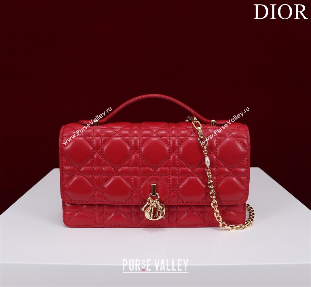 Dior My Dior Mini Bag in Cannage Lambskin 0980 Red 2024 (DMZ-24050709)