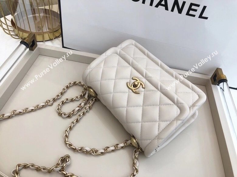 Chanel Quilted Lambskin Medium Flap Bag with Metal Button AS2055 White 2020 TOP (SMJD-20112315)