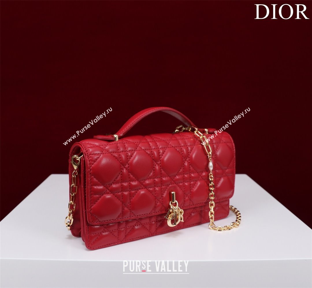 Dior My Dior Mini Bag in Cannage Lambskin 0980 Red 2024 (DMZ-24050709)