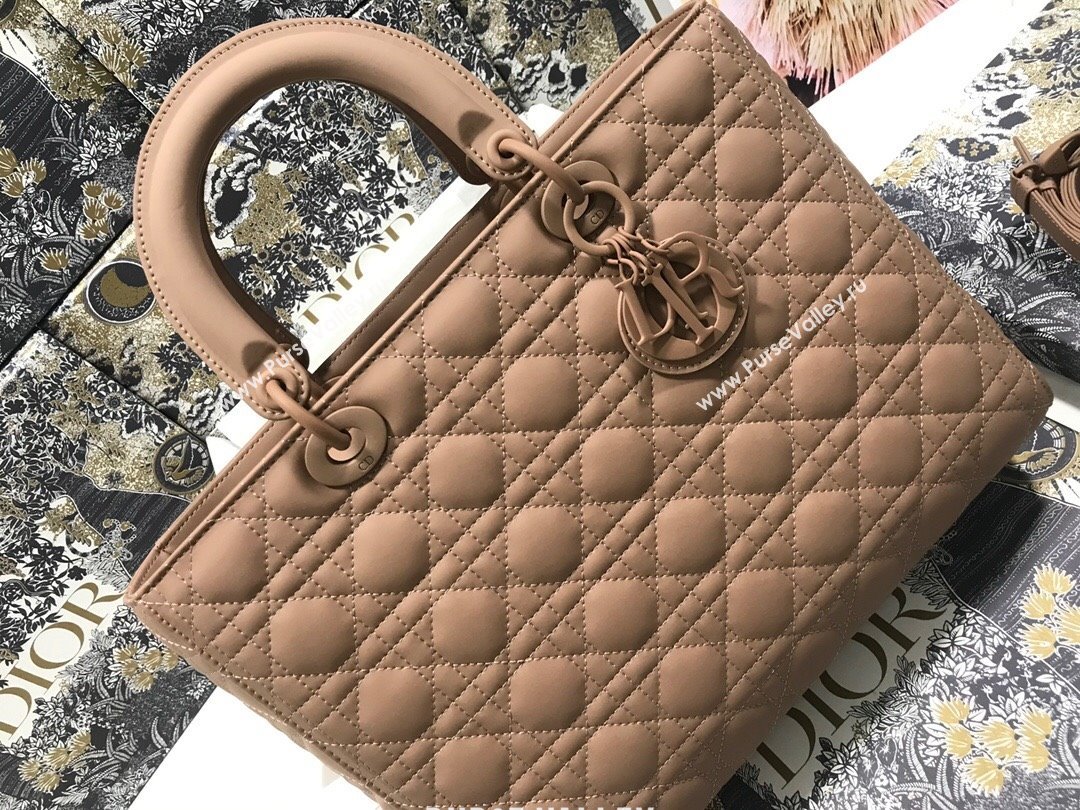 Dior Large Lady Dior Bag in Calfskin Leather M0566 Nude Pink 2024 (XXG-24070314)