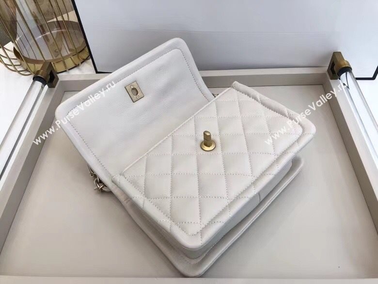 Chanel Quilted Lambskin Medium Flap Bag with Metal Button AS2055 White 2020 TOP (SMJD-20112315)