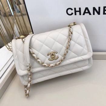 Chanel Quilted Lambskin Large Flap Bag with Metal Button AS2056 White 2020 TOP (SMJD-20112319)