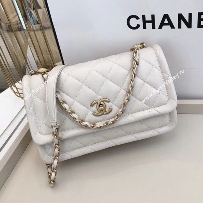 Chanel Quilted Lambskin Large Flap Bag with Metal Button AS2056 White 2020 TOP (SMJD-20112319)