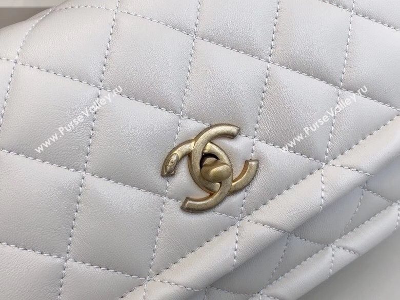Chanel Quilted Lambskin Large Flap Bag with Metal Button AS2056 White 2020 TOP (SMJD-20112319)