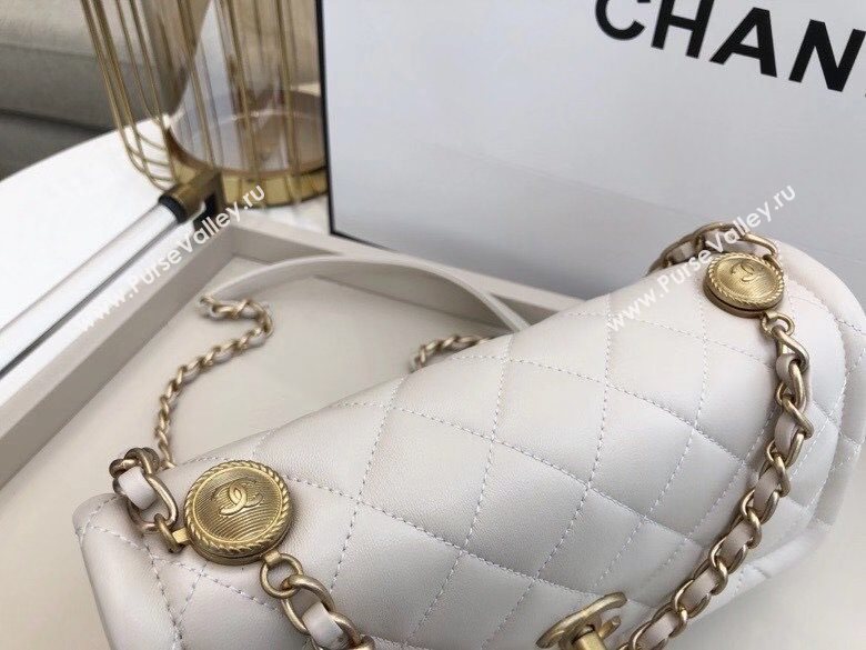 Chanel Quilted Lambskin Large Flap Bag with Metal Button AS2056 White 2020 TOP (SMJD-20112319)