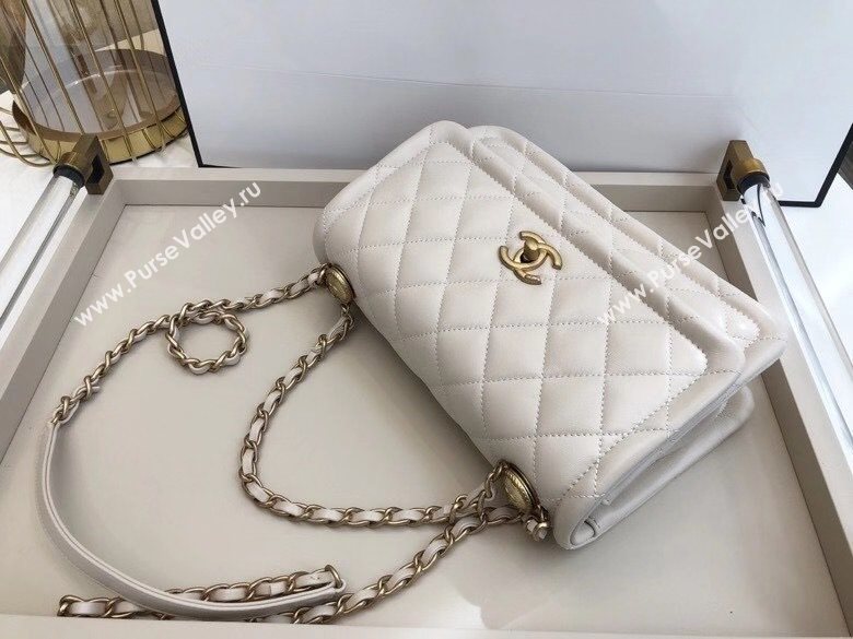 Chanel Quilted Lambskin Large Flap Bag with Metal Button AS2056 White 2020 TOP (SMJD-20112319)