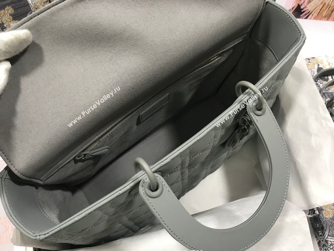 Dior Large Lady Dior Bag in Grey Calfskin Leather M0566 2024 (XXG-24070315)