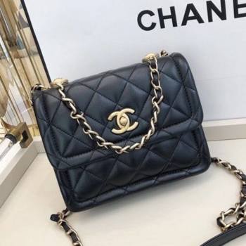 Chanel Quilted Lambskin Small Flap Bag with Metal Button AS2054 Black 2020 TOP (SMJD-20112309)