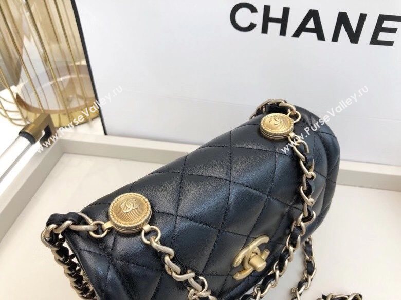 Chanel Quilted Lambskin Small Flap Bag with Metal Button AS2054 Black 2020 TOP (SMJD-20112309)