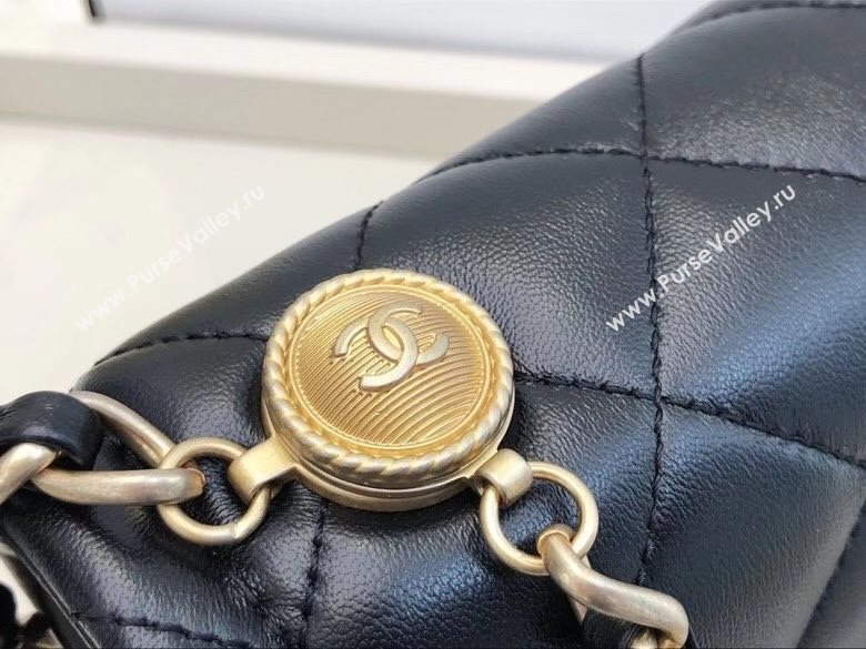 Chanel Quilted Lambskin Small Flap Bag with Metal Button AS2054 Black 2020 TOP (SMJD-20112309)