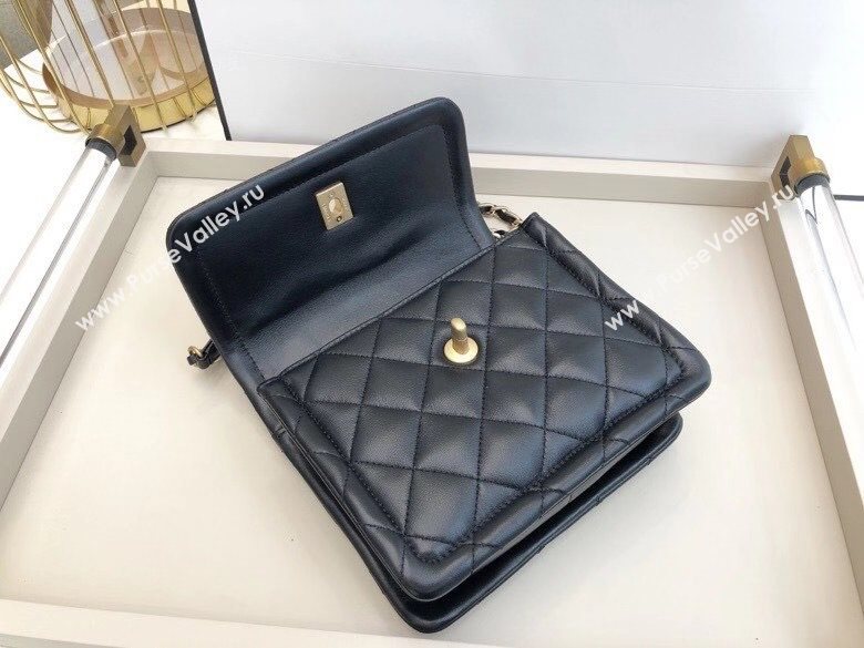 Chanel Quilted Lambskin Small Flap Bag with Metal Button AS2054 Black 2020 TOP (SMJD-20112309)