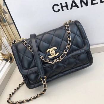 Chanel Quilted Lambskin Medium Flap Bag with Metal Button AS2055 Black 2020 TOP (SMJD-20112313)