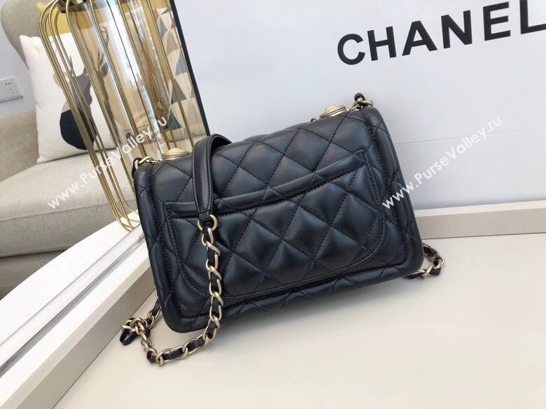 Chanel Quilted Lambskin Medium Flap Bag with Metal Button AS2055 Black 2020 TOP (SMJD-20112313)