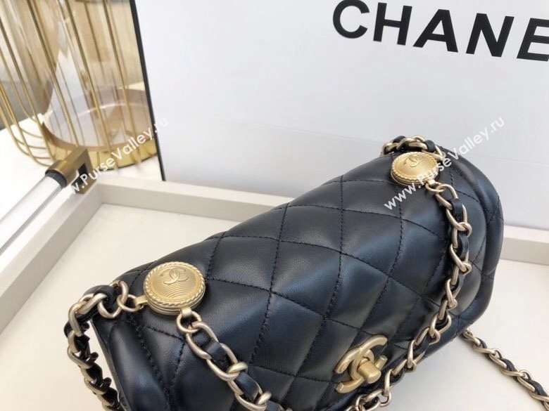 Chanel Quilted Lambskin Medium Flap Bag with Metal Button AS2055 Black 2020 TOP (SMJD-20112313)