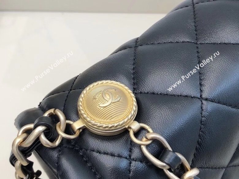 Chanel Quilted Lambskin Medium Flap Bag with Metal Button AS2055 Black 2020 TOP (SMJD-20112313)