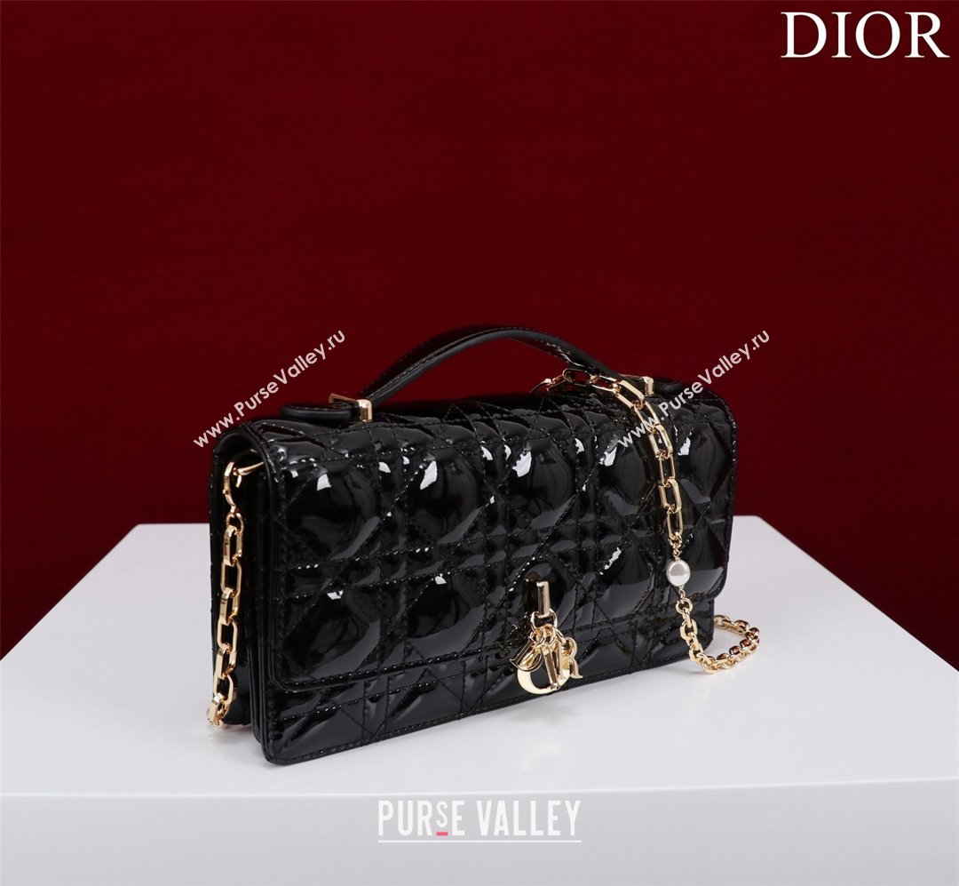 Dior My Dior Mini Bag in Black Patent Cannage Calfskin 0980 2024 (DMZ-24050714)