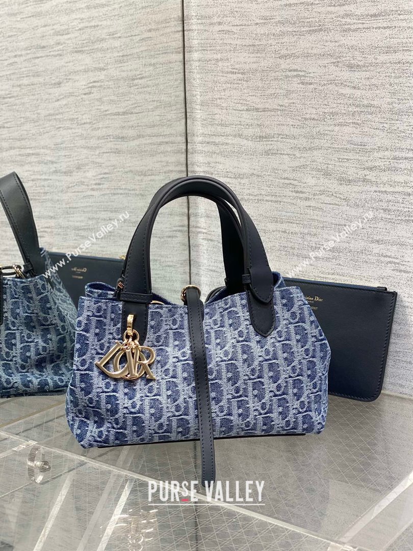 Dior Small Dior Toujours Bag in Blue Denim Dior Oblique Jacquard 2024 (XXG-24070316)