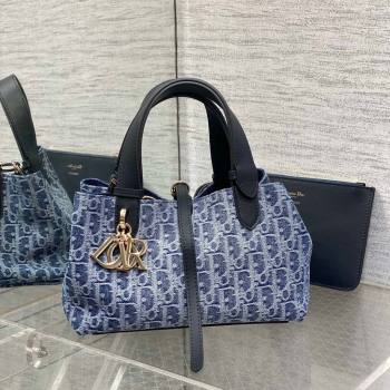 Dior Small Dior Toujours Bag in Blue Denim Dior Oblique Jacquard 2024 (XXG-24070316)