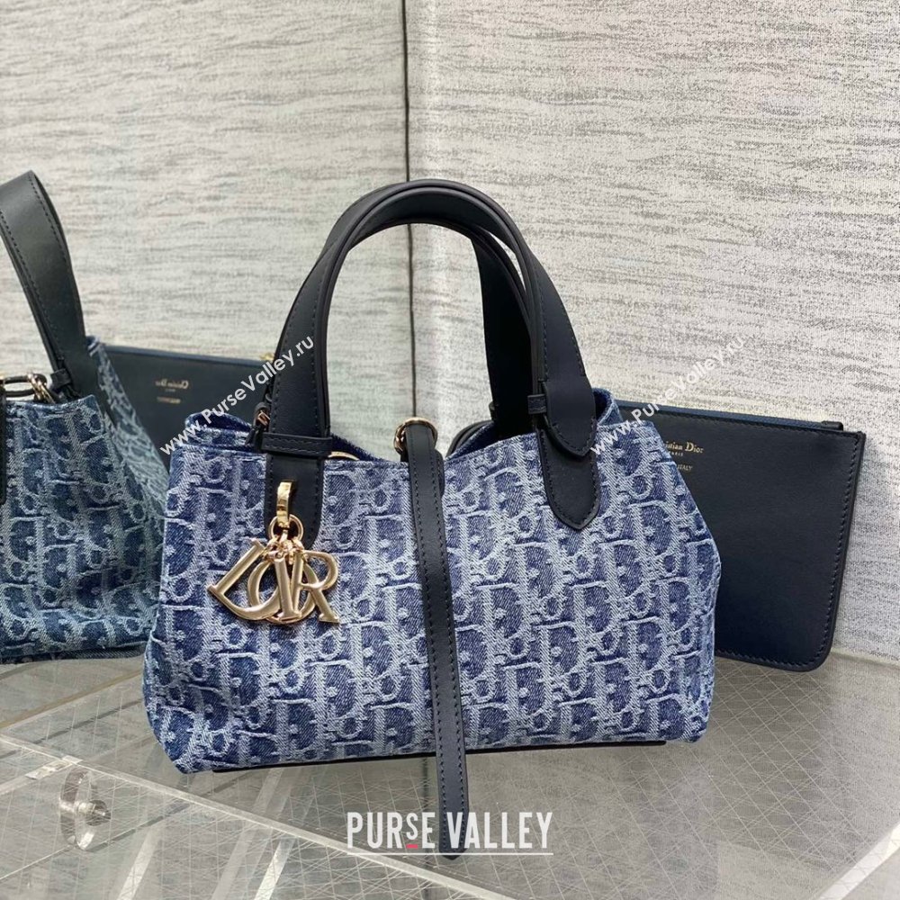 Dior Small Dior Toujours Bag in Blue Denim Dior Oblique Jacquard 2024 (XXG-24070316)